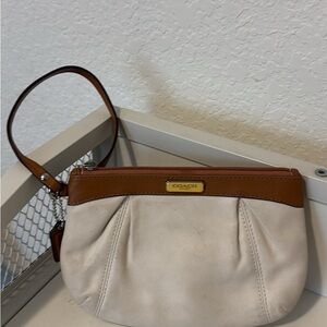 Coach Cream and Tan Wristlet